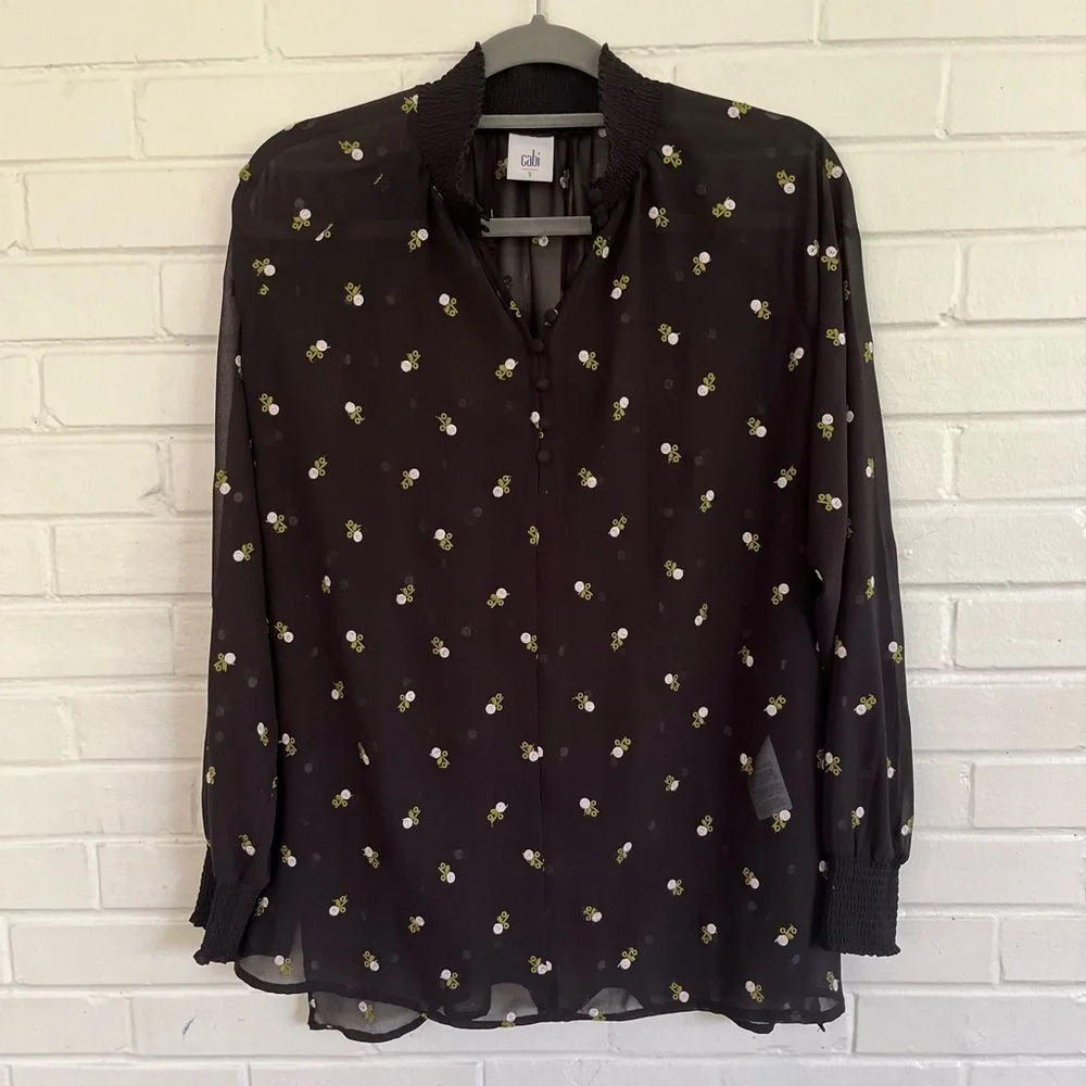 CAbi Algeria Floral Embroidered Sheer Blouse, SZ S EUC! - Picture 4 of 6